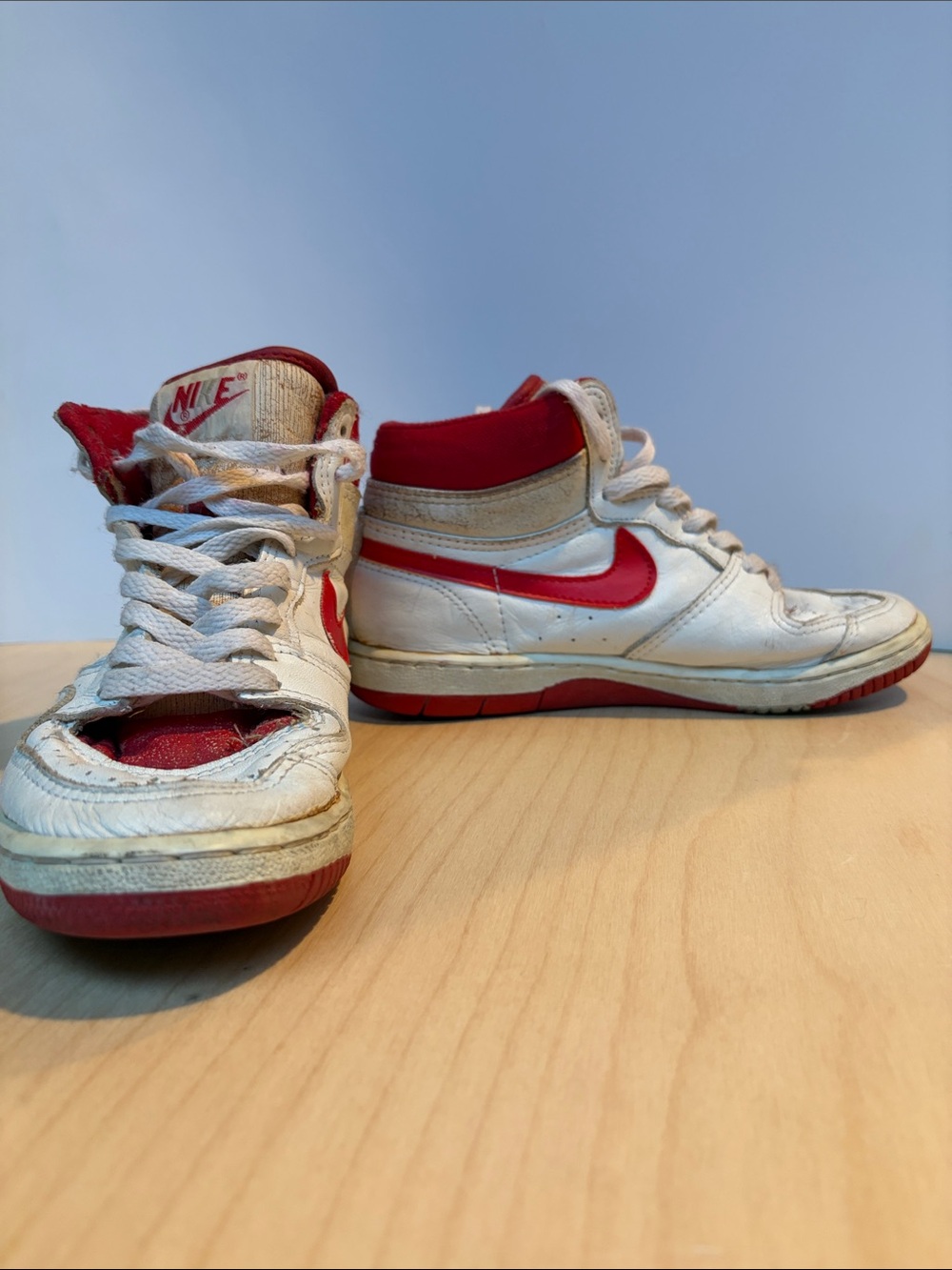 Nike Red & White High-Top Sneakers with Swoosh